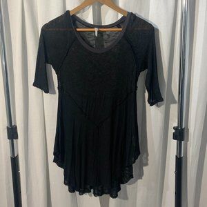 Free People 3/4 Black Blouse